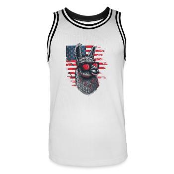 Coole Amerika Llama Sonnenbrille Patriotisch - Männer Basketball-Trikot - Weiß/Schwarz - Vorne - AI Model Male 185 dark (185cm)