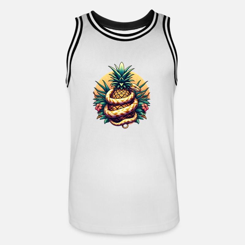 Python um Ananas - Männer Basketball-Trikot - Weiß/Schwarz
