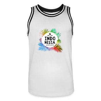 Indonesia 2024 Colorful - Men's Basketball Jersey - white/black - Front - AI Model Male 185 dark (185cm)
