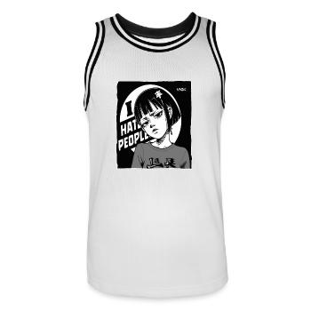 Cooles, Emo-Anime-Mädchen, Ich hasse Menschen - Männer Basketball-Trikot - Weiß/Schwarz - Vorne - AI Model Male 185 dark (185cm)