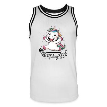 Unicorn 6th Birthday Girl Gift Mythical Creature - Men's Basketball Jersey - white/black - Front - AI Model Male 185 dark (185cm)