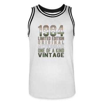 Edition limitée depuis 1984 Anniversaire Millésime 1984 - Maillot de basket Homme - blanc/noir - Devant - AI Model Male 185 dark (185cm)