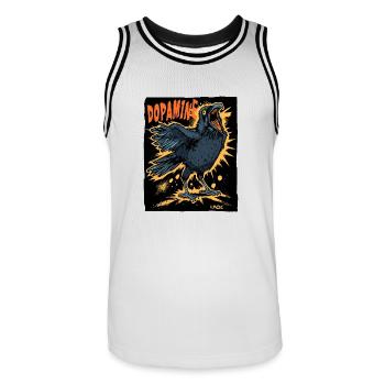 Die lustige verrückte Dopamin Krähe - Männer Basketball-Trikot - Weiß/Schwarz - Vorne - AI Model Male 185 dark (185cm)