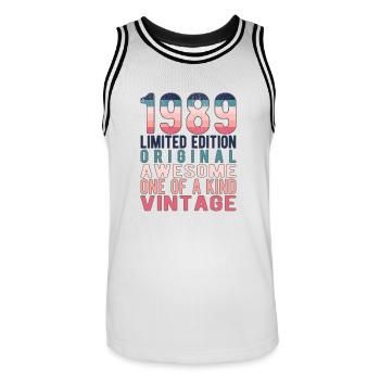 Edition limitée depuis 1989 Anniversaire Millésime 1989 - Maillot de basket Homme - blanc/noir - Devant - AI Model Male 185 dark (185cm)