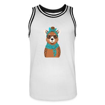 Funny Capymama Capybara Mother Design - Men's Basketball Jersey - white/black - Front - AI Model Male 185 dark (185cm)