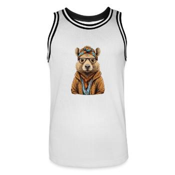 Drôle Capymama Capybara conception de fête des mères - Maillot de basket Homme - blanc/noir - Devant - AI Model Male 185 dark (185cm)