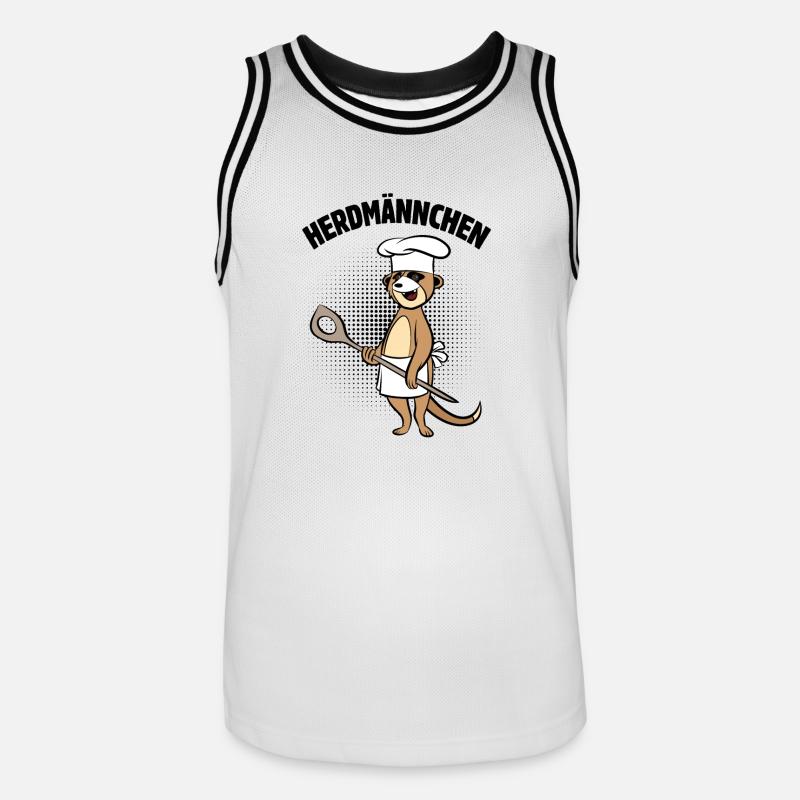 Herdmännchen - Erdmännchen mit Kochlöffel - Männer Basketball-Trikot - Weiß/Schwarz