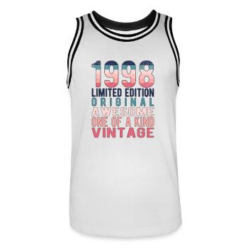 Edition limitée depuis 1998 Anniversaire Millésime 1998 - Maillot de basket Homme - blanc/noir - Devant - AI Model Male 185 dark (185cm)
