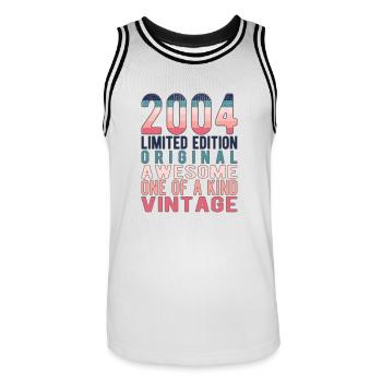 Limited Edition seit 2004 Geburtstag Vintage 2004 - Männer Basketball-Trikot - Weiß/Schwarz - Vorne - AI Model Male 185 dark (185cm)