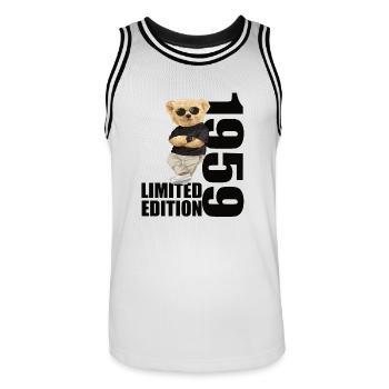 Édition limitée 1959 ours ours anniversaire 1959 - Maillot de basket Homme - blanc/noir - Devant - AI Model Male 185 dark (185cm)