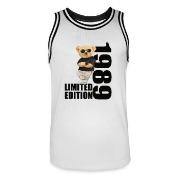 Édition limitée 1989 ours ours anniversaire 1989 - Maillot de basket Homme - blanc/noir - Devant - AI Model Male 185 dark (185cm)