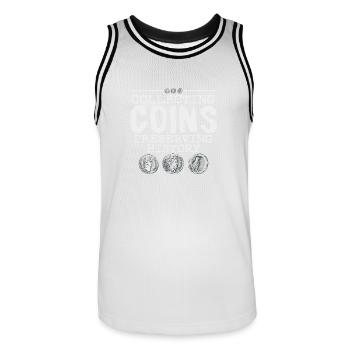 Coin Collector: Guardian of History's Treasures - Männer Basketball-Trikot - Weiß/Schwarz - Vorne - AI Model Male 185 dark (185cm)