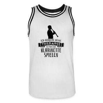 Ich brauche keine Therapie - Klarinette - Musik - Männer Basketball-Trikot - Weiß/Schwarz - Vorne - AI Model Male 185 dark (185cm)