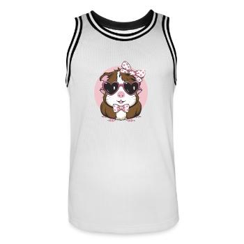 Coole Meerschweinchen mit Herz-Sonnenbrille - Männer Basketball-Trikot - Weiß/Schwarz - Vorne - AI Model Male 185 dark (185cm)