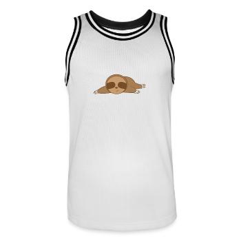 Faultier schläft am Boden - Männer Basketball-Trikot - Weiß/Schwarz - Vorne - AI Model Male 185 dark (185cm)