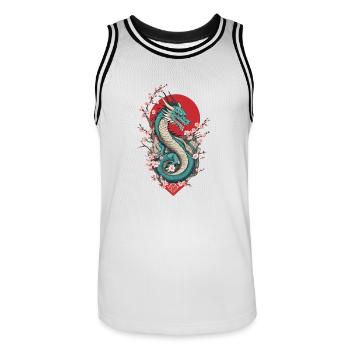 Dragon Anime Fan Japanese Dragon Vintage Style - Men's Basketball Jersey - white/black - Front - AI Model Male 185 dark (185cm)