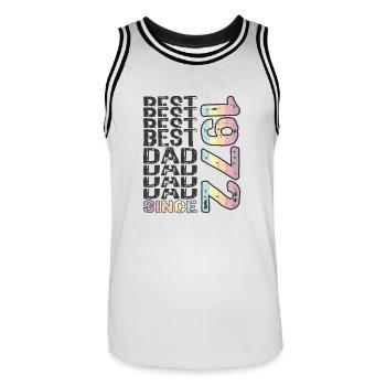 Bester Papa der Welt seit 1972 Vatertag - Männer Basketball-Trikot - Weiß/Schwarz - Vorne - AI Model Male 185 dark (185cm)