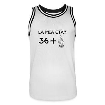 Mon âge 37 ans - Maillot de basket Homme - blanc/noir - Devant - AI Model Male 185 dark (185cm)