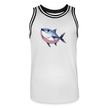 Thon Thunfische Thunfisch - Maillot de basket Homme - blanc/noir - Devant - AI Model Male 185 dark (185cm)