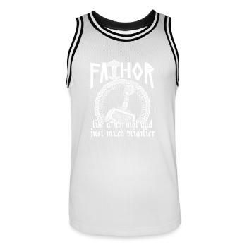 Viking Papa Vathor Marteau puissant Mjolnir - Maillot de basket Homme - blanc/noir - Devant - AI Model Male 185 dark (185cm)