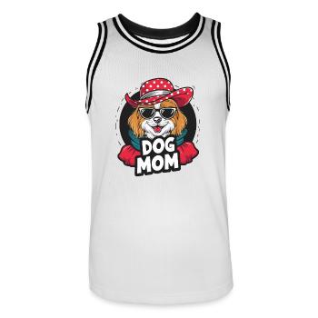 Cute dog with hat and sunglasses dog lover - Men's Basketball Jersey - white/black - Front - AI Model Male 185 dark (185cm)