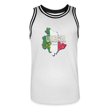 Umbria Italy Region Wall Map Vintage Souvenir - Men's Basketball Jersey - white/black - Front - AI Model Male 185 dark (185cm)