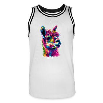 Alpaka Lama für Alpakaliebhaber - Männer Basketball-Trikot - Weiß/Schwarz - Vorne - AI Model Male 185 dark (185cm)