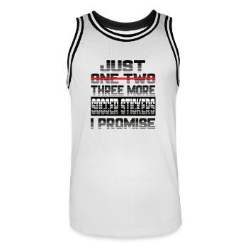Just One More Soccer Sticker I Promise Fußball - Männer Basketball-Trikot - Weiß/Schwarz - Vorne - AI Model Male 185 dark (185cm)