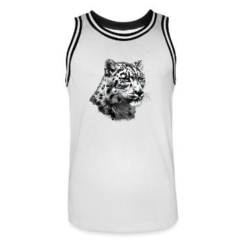 Snow Leopard Schneeleoparden Schneeleopard - Men's Basketball Jersey - white/black - Front - AI Model Male 185 dark (185cm)
