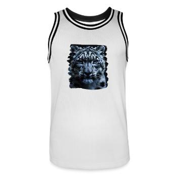 Snow Leopard Schneeleoparden Schneeleopard - Men's Basketball Jersey - white/black - Front - AI Model Male 185 dark (185cm)
