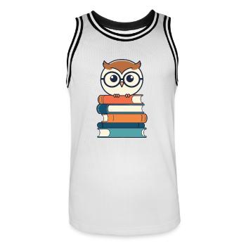 Bücher Eule Eulen Liebhaber Leseratte Illustration - Männer Basketball-Trikot - Weiß/Schwarz - Vorne - AI Model Male 185 dark (185cm)