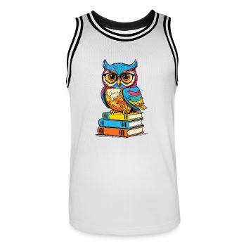 Bücher Eule Eulen Liebhaber Süße Buch Illustration - Männer Basketball-Trikot - Weiß/Schwarz - Vorne - AI Model Male 185 dark (185cm)