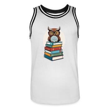 Bücher Eule Eulen Liebhaber Süße Buch Illustration - Männer Basketball-Trikot - Weiß/Schwarz - Vorne - AI Model Male 185 dark (185cm)