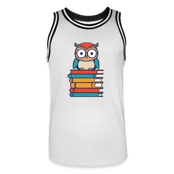 Books Owl Cute Bookworm Bookworm Bookworm - Men's Basketball Jersey - white/black - Front - AI Model Male 185 dark (185cm)
