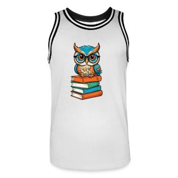 Bücher Eule Lustiger Buch Liebhaber Illustration - Männer Basketball-Trikot - Weiß/Schwarz - Vorne - AI Model Male 185 dark (185cm)