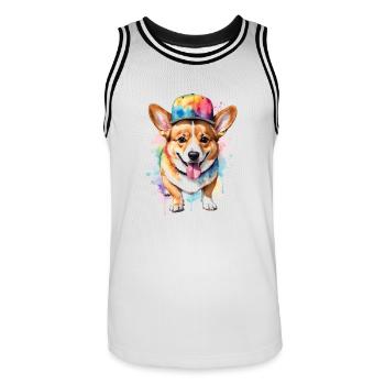 Corgi Snapback Cap Chien Drôle Animal Design Imprimer - Maillot de basket Homme - blanc/noir - Devant - AI Model Male 185 dark (185cm)