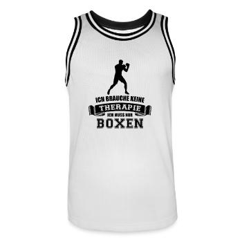 Ich brauche keine Therapie ich muss nur Boxen - Männer Basketball-Trikot - Weiß/Schwarz - Vorne - AI Model Male 185 dark (185cm)