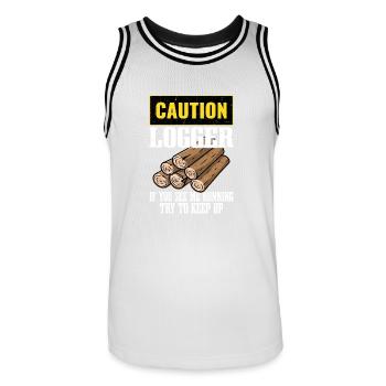 Attention Logger si vous me voyez en train d’exécuter Logging Lumbe - Maillot de basket Homme - blanc/noir - Devant - AI Model Male 185 dark (185cm)