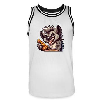 Cool hyena pizza lover fast food design - Maillot de basket Homme - blanc/noir - Devant - AI Model Male 185 dark (185cm)