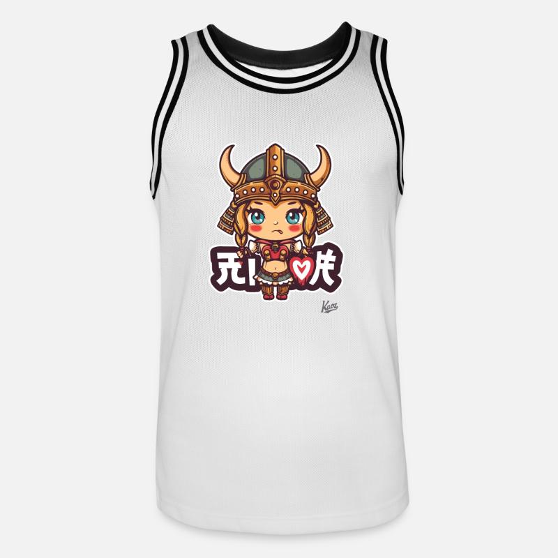 süßes chibi Barbaren Wikinger Mädchen - Männer Basketball-Trikot - Weiß/Schwarz