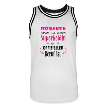Erzieherin Superheldin - Männer Basketball-Trikot - Weiß/Schwarz - Vorne - AI Model Male 185 dark (185cm)