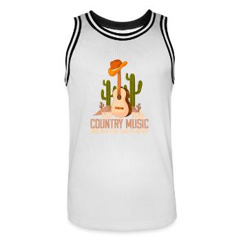 Et maintenant, la musique country, que vous le vouliez ou non - Maillot de basket Homme - blanc/noir - Devant - AI Model Male 185 dark (185cm)
