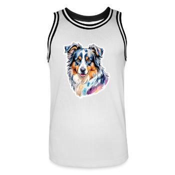 Berger Australien Aquarelles - Maillot de basket Homme - blanc/noir - Devant - AI Model Male 185 dark (185cm)