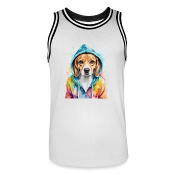 Beagle Hoodie Dog Colorful Funny Animal Design Print - Men's Basketball Jersey - white/black - Front - AI Model Male 185 dark (185cm)