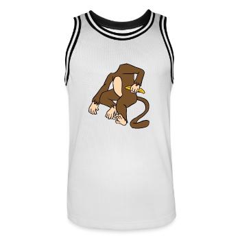 Monkey Body Holding A Banana Funny Ape Primate - Men's Basketball Jersey - white/black - Front - AI Model Male 185 dark (185cm)