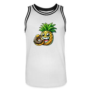 Drôle Ananas Donut Dessin Animé Fruité Sucré Desig - Maillot de basket Homme - blanc/noir - Devant - AI Model Male 185 dark (185cm)