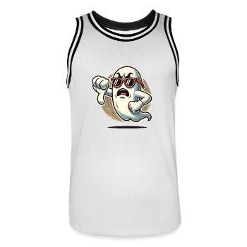 Cool Ghost donne des pouces vers le bas Fantôme d’Halloween - Maillot de basket Homme - blanc/noir - Devant - AI Model Male 185 dark (185cm)