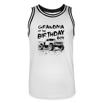 Grandma of the Birthday Boy Monster Truck Party - Men's Basketball Jersey - white/black - Front - AI Model Male 185 dark (185cm)