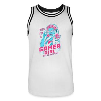 Gamer Girl - Maillot de basket Homme - blanc/noir - Devant - AI Model Male 185 dark (185cm)
