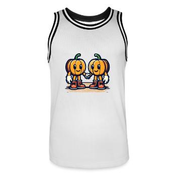 Niedliche Kürbis Zwillinge Halloween Kostüm - Männer Basketball-Trikot - Weiß/Schwarz - Vorne - AI Model Male 185 dark (185cm)